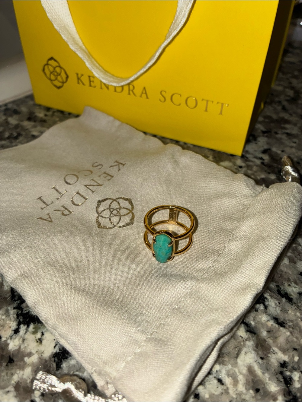 Kendra Scott Gold Ring with Turquoise Teardrop Stone